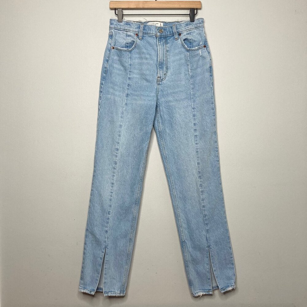 Abercrombie & Fitch Jeans Womens 29 Blue 90s Straight Ultra High Rise Split Hem